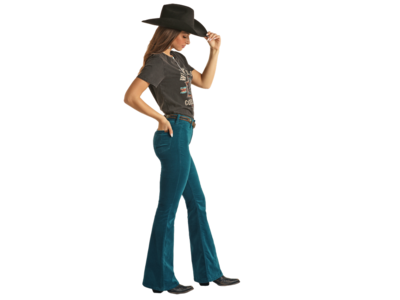 Rock and Roll Denim Corduroy Pants- Teal- BW6PD02240