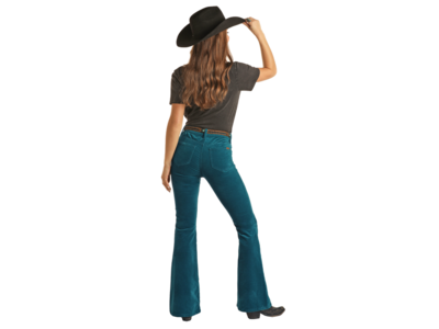 Rock and Roll Denim Corduroy Pants- Teal- BW6PD02240