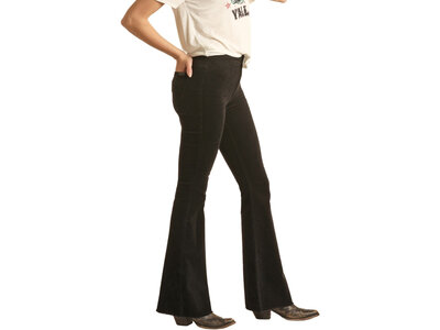 Rock and Roll Denim Corduroy Flare- Black- BW6PD02943