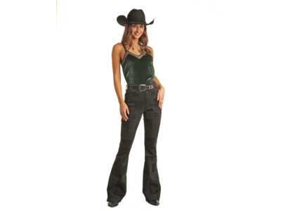 Rock and Roll Denim Black Patched Flare- RRWD6HRZQD