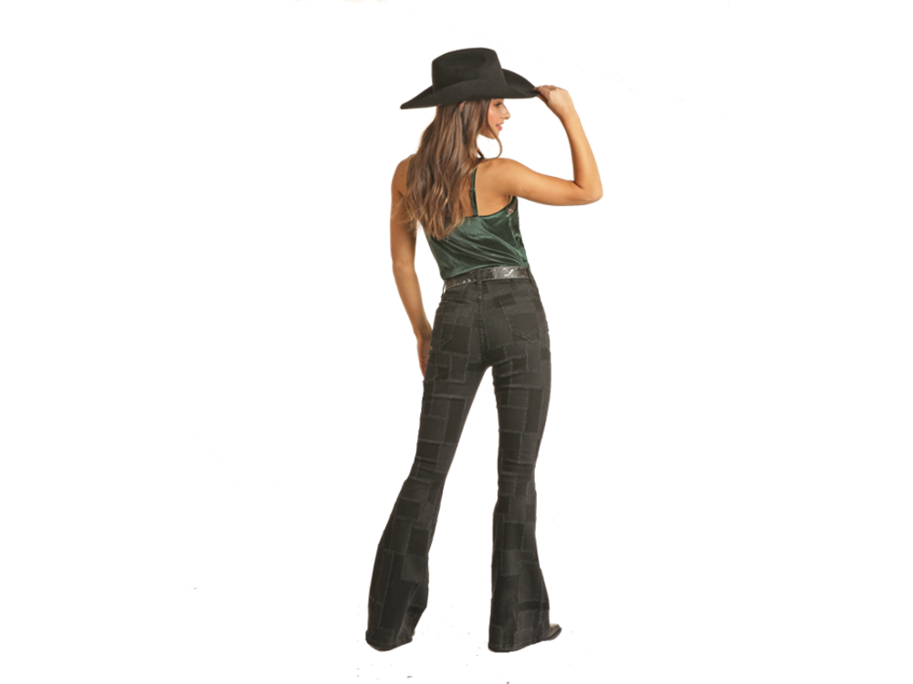 Rock and Roll Denim Black Patched Flare- RRWD6HRZQD