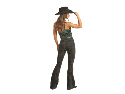 Rock and Roll Denim Black Patched Flare- RRWD6HRZQD