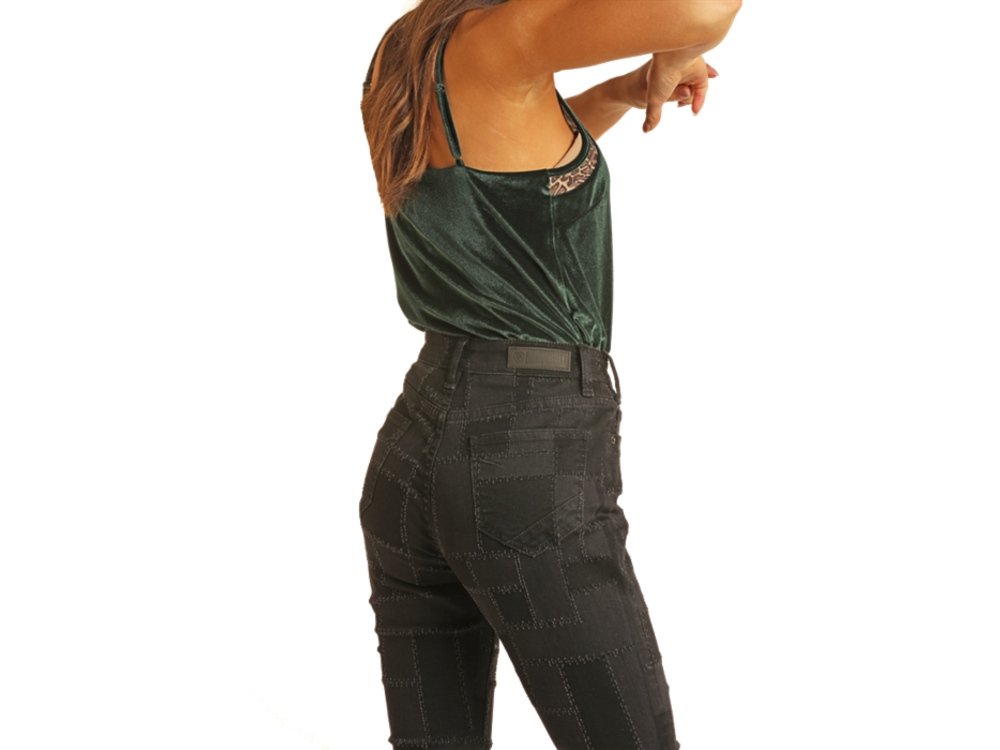 Rock and Roll Denim Black Patched Flare- RRWD6HRZQD