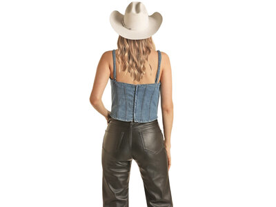 Rock and Roll Denim Denim Corset Top- BW20D02949
