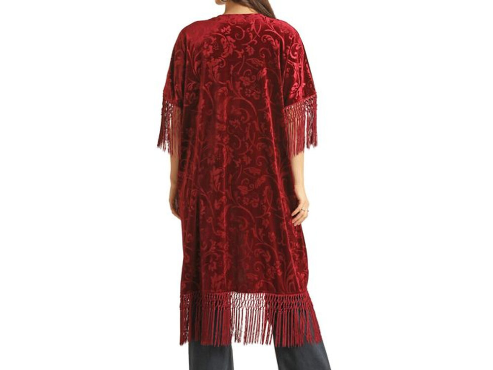 Rock and Roll Denim Velvet Embossed Duster- BW27T02955