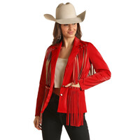 Red Suede Fringe Jacket - BW92D03030