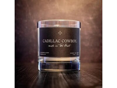 R Rebellion Whiskey Glass Candle- Cadillac Cowboy