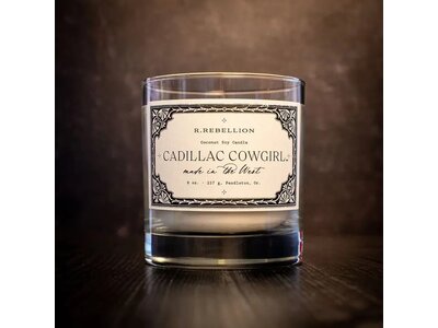 R Rebellion Whiskey Glass Candle- Cadillac Cowgirl