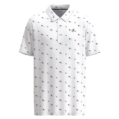 Hooey The Weekender Polo- White with Flags -