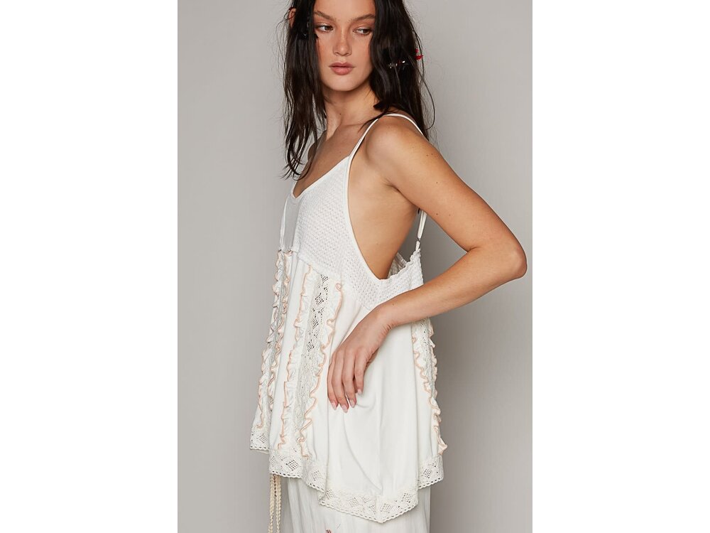 Pol Clothing Reagan Sleeveless Top - GWT33v- Off-White