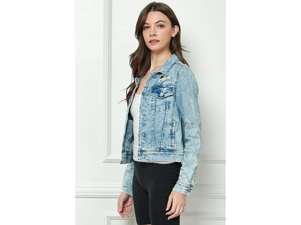 Veveret Medium Wash Classic Distressed Jacket - VJ52930