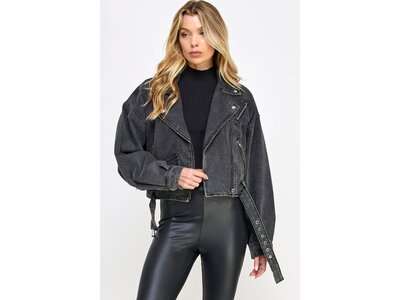 Veveret Black Denim Biker Jacket- VJ71810