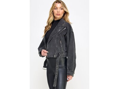 Veveret Black Denim Biker Jacket- VJ71810