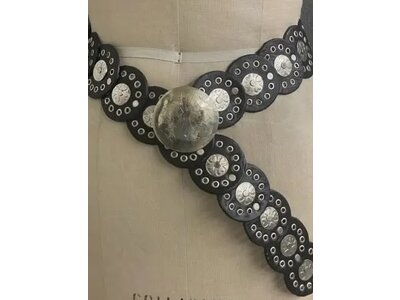 Dairi Handmade Leather Small Circle and Silver Plated Belt - B105-  Black