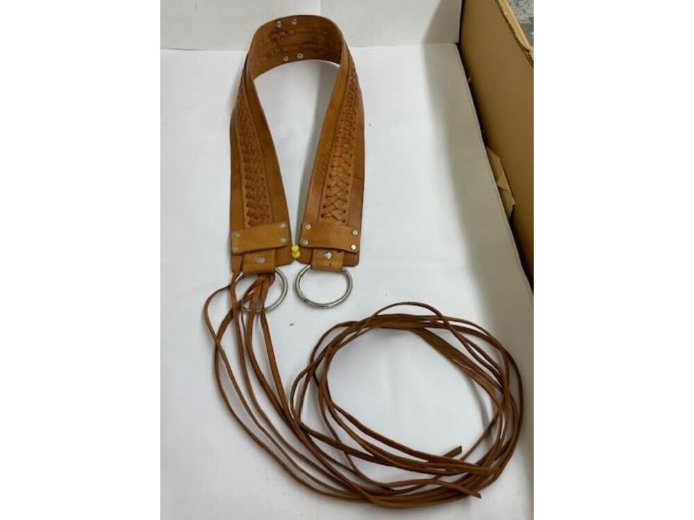 Dairi Handmade Fringe Tie Leather Accent Belt- B410- Brown