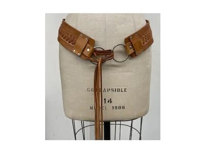 Dairi Handmade Fringe Tie Leather Accent Belt- B410- Brown