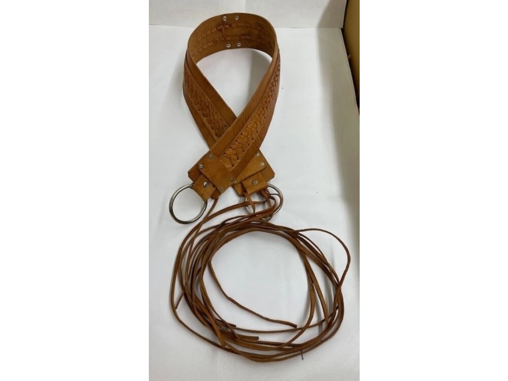 Dairi Handmade Fringe Tie Leather Accent Belt- B410- Brown