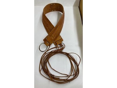 Dairi Handmade Fringe Tie Leather Accent Belt- B410- Brown