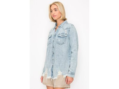 Risen Distressed Denim Shirt - RDJ1137- Light