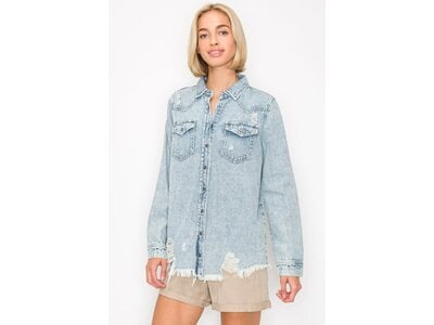 Risen Distressed Denim Shirt - RDJ1137- Light