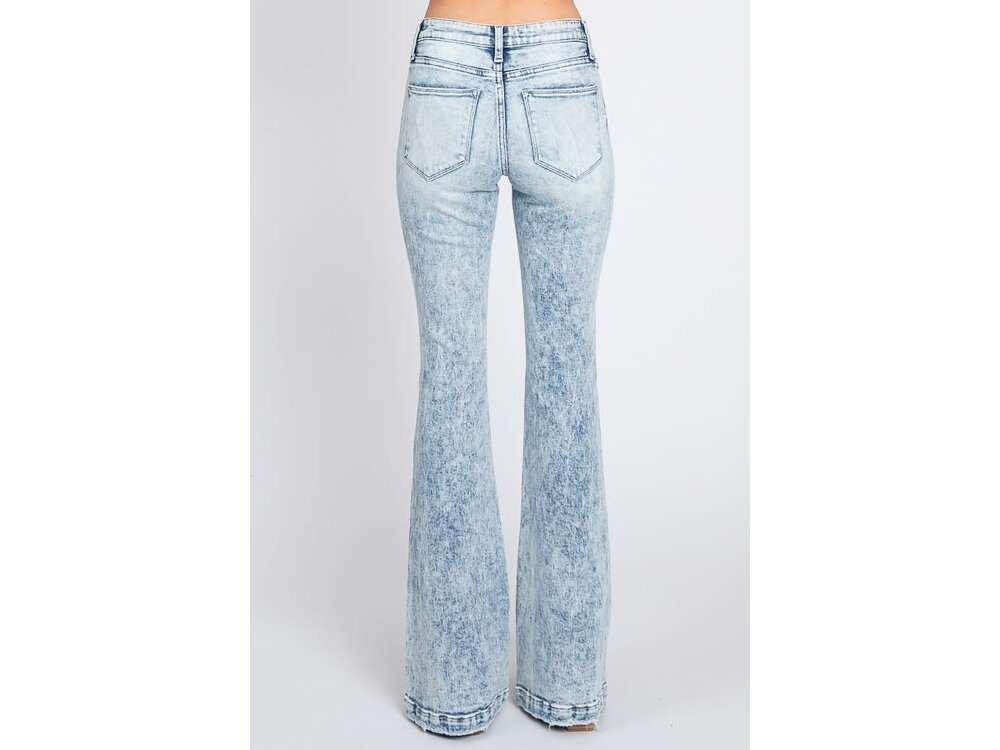 Petra153 Distressed Trouser Hem Flare- Midrise- Light Wash- 34inseam-