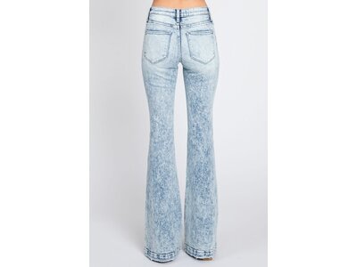 Petra153 Distressed Trouser Hem Flare- Midrise- Light Wash- 34inseam-