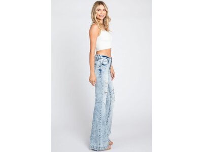 Petra153 Distressed Trouser Hem Flare- Midrise- Light Wash- 34inseam-