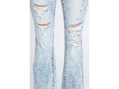 Petra153 Distressed Trouser Hem Flare- Midrise- Light Wash- 34inseam-