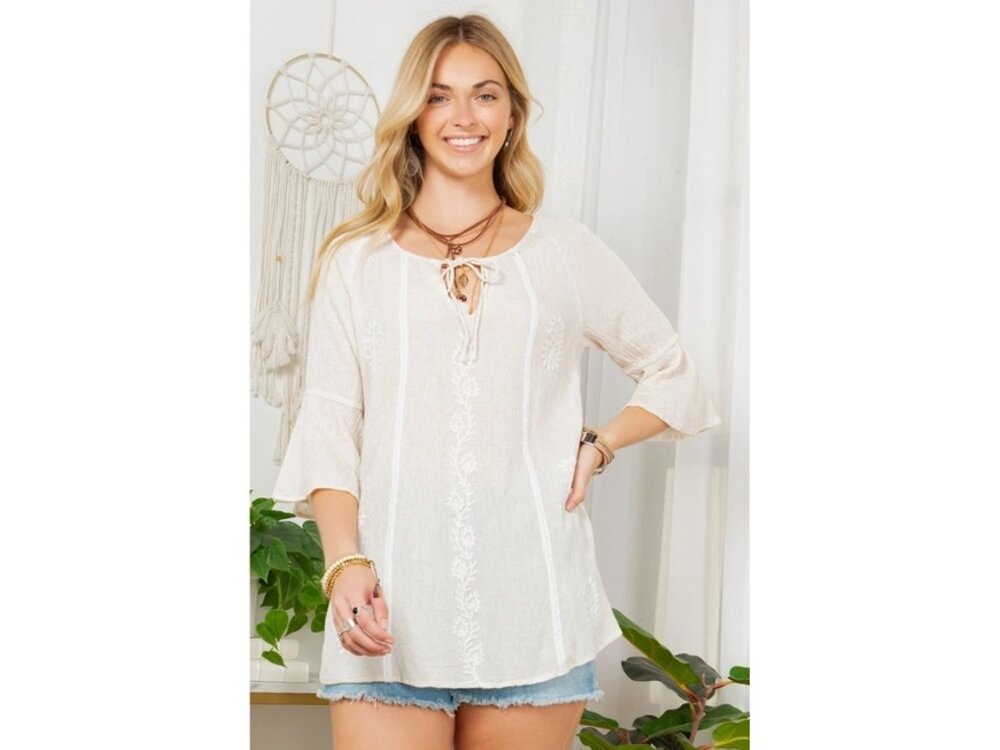 Young Threads Gypsy Soul - Flaxen Frills and Lace Peasant Top-