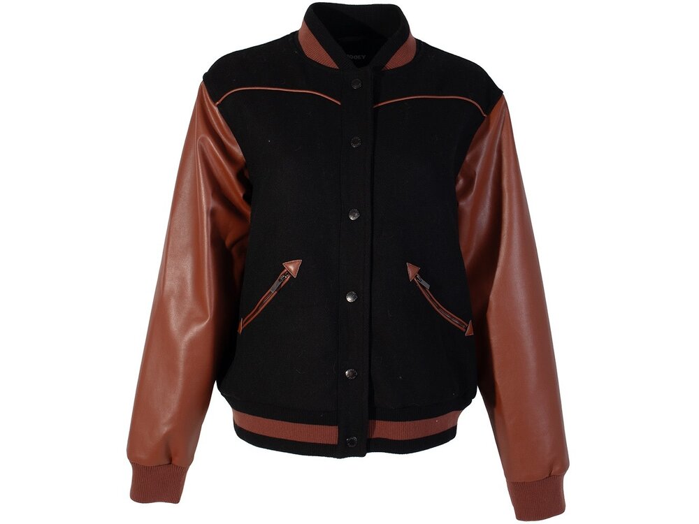 Hooey Black Bomber Jacket with Camel Leather Accents - HJ137BKOR