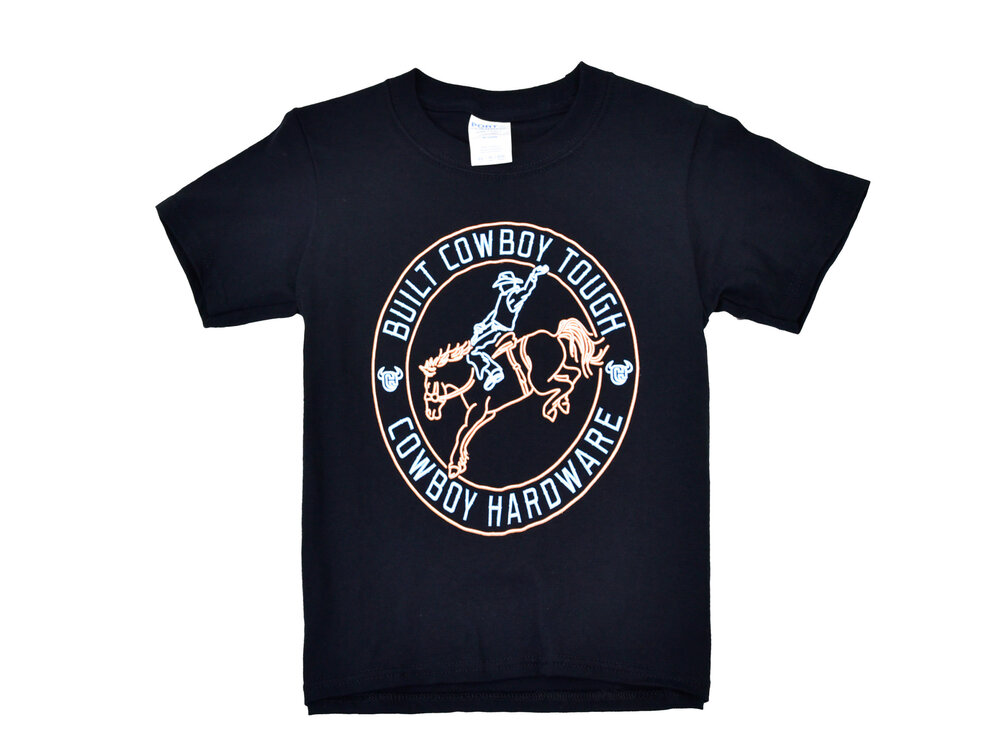 Cowboy Hardware Youth- Built Cowboy Tough Graphic Tee- Black