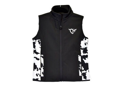 Cowboy Hardware Youth- Cowprint Poly Shell Vest- Black