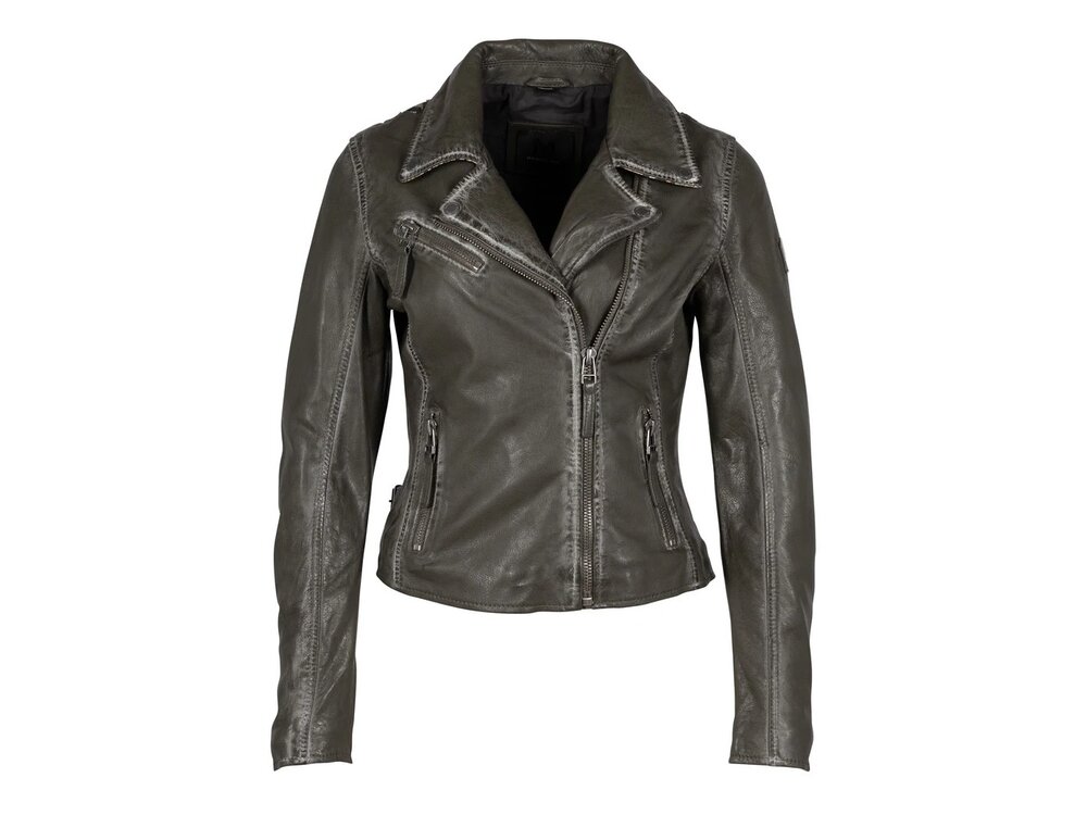 Mauritius Christy Leather Jacket- Reg Fit- Olive Snake-