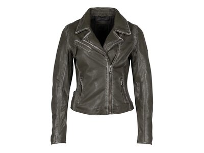 Mauritius Christy Leather Jacket- Reg Fit- Olive Snake-