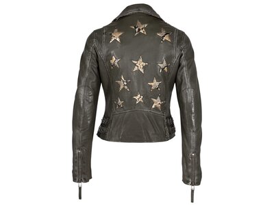 Mauritius Christy Leather Jacket- Reg Fit- Olive Snake-