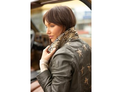 Mauritius Christy Leather Jacket- Reg Fit- Olive Snake-