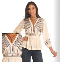 Empire Waist Embroidered Top- LW52T04695