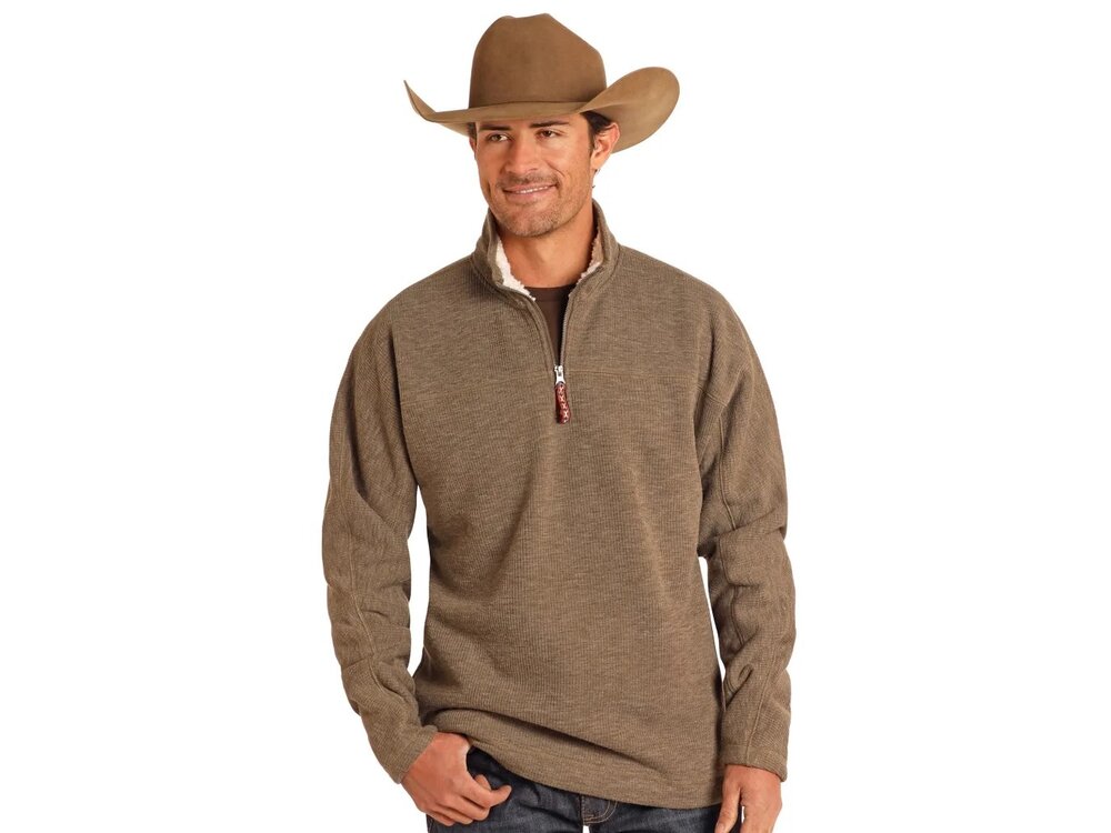 Powder River Outfitters Quarter Zip with Berber- Natural- DM91C04083