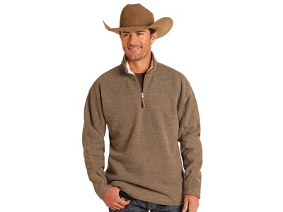 Powder River Outfitters Quarter Zip with Berber- Natural- DM91C04083