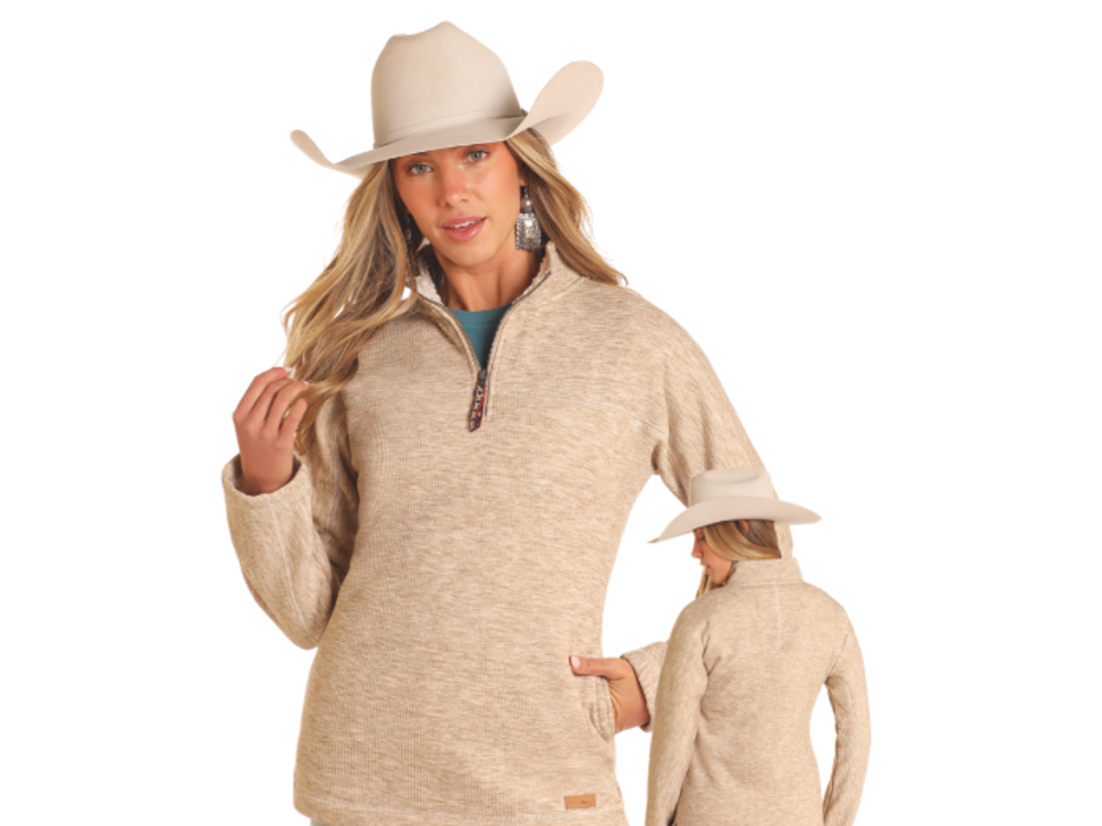 Powder River Outfitters Quarter Zip with Berber Lining- DW91C04164- Natural-