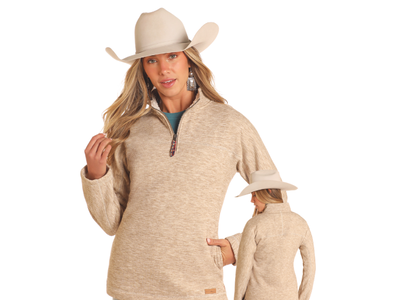 Powder River Outfitters Quarter Zip with Berber Lining- DW91C04164- Natural-