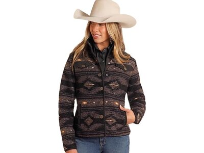 Powder River Outfitters Aztec Berber Jacket- Black- DW92C04071
