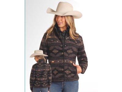 Powder River Outfitters Aztec Berber Jacket- Black- DW92C04071