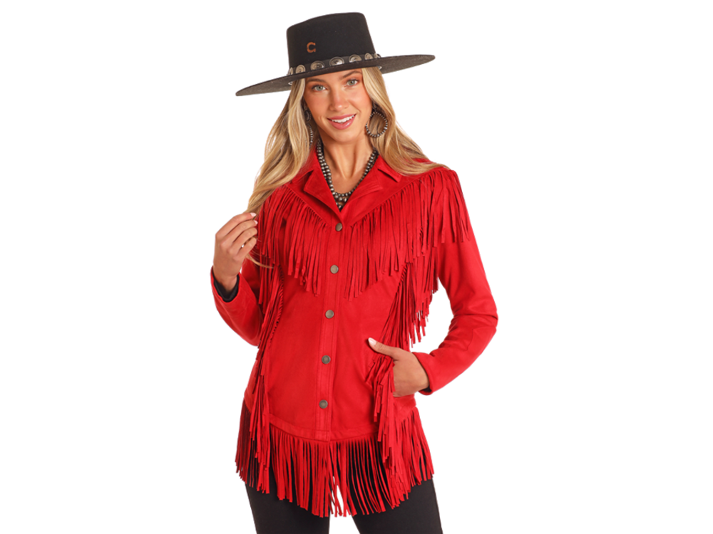 Powder River Outfitters Western Microsuede Jacket- Red- DW93C04158-