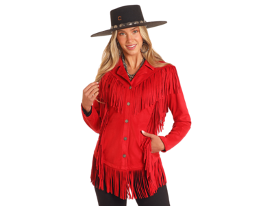 Powder River Outfitters Western Microsuede Jacket- Red- DW93C04158-
