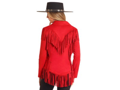 Powder River Outfitters Western Microsuede Jacket- Red- DW93C04158-