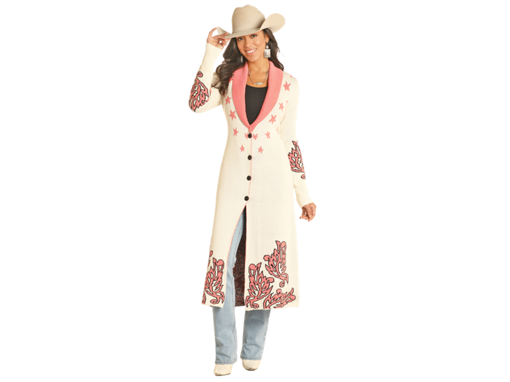 Powder River Outfitters Cowgirl Long Cardigan- DW95C04162- Tan-