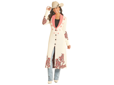Powder River Outfitters Cowgirl Long Cardigan- DW95C04162- Tan-