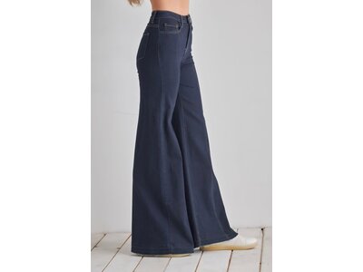 O2 Denim Front Seam Straight Wide Leg Denim- Dark Wash- PW505