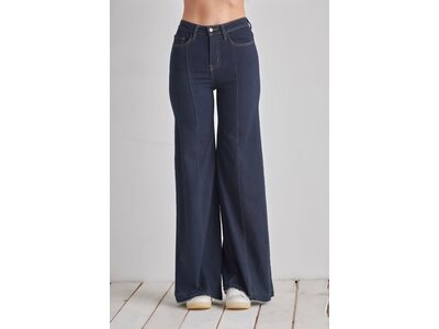 O2 Denim Front Seam Straight Wide Leg Denim- Dark Wash- PW505